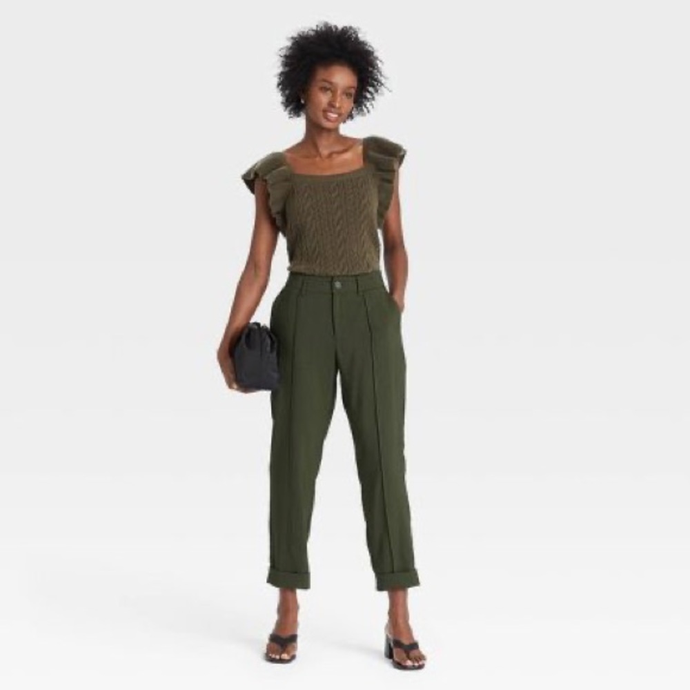 Women's High-Rise Slim Straight Leg Pintuck Ankle Pants - A New Day